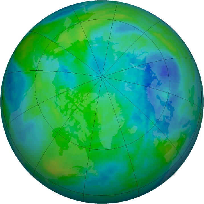 Arctic ozone map for 12 October 1991